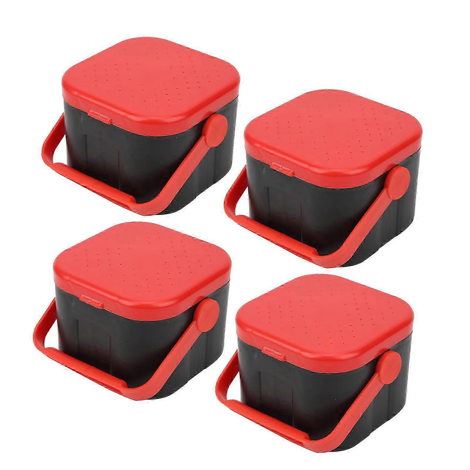 4pcs Portable Plastic Fishing Bait Holder Box Worm Earthworm Lure Storage Case with Clip 26s