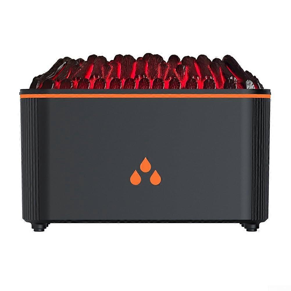 Aromatherapy Flame Humidifier 160ml Capacity 3D Flame Essential Oil Diffuser With Simulated Fire Light Black Home Office