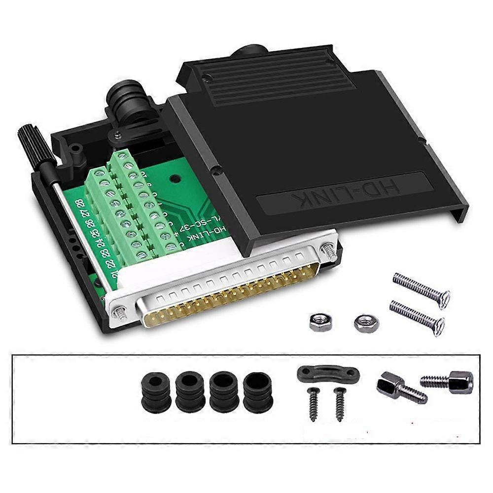 Solderless RS232 DSUB Serial To 37Pin Port Terminal Male Adapter Connector Breakout Board With Case Long Bolts