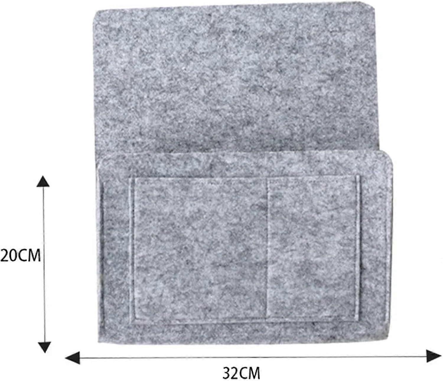 Bedside Storage Bag Felt, Remote Control Organizer, Books Holder, Tissue Box, Sofa Side Pouch, Light Gray