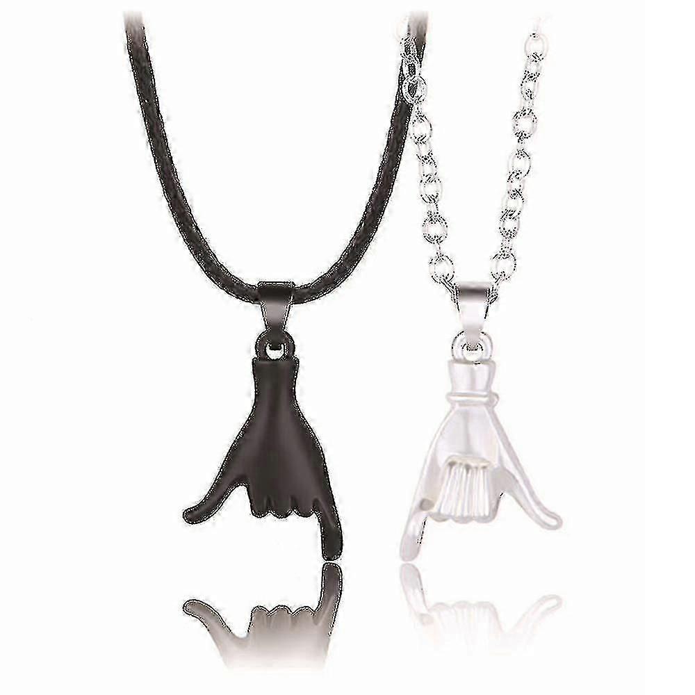 Couple Collier Mode Pinky Promise Se tenant les mains Pendentif Clavicle