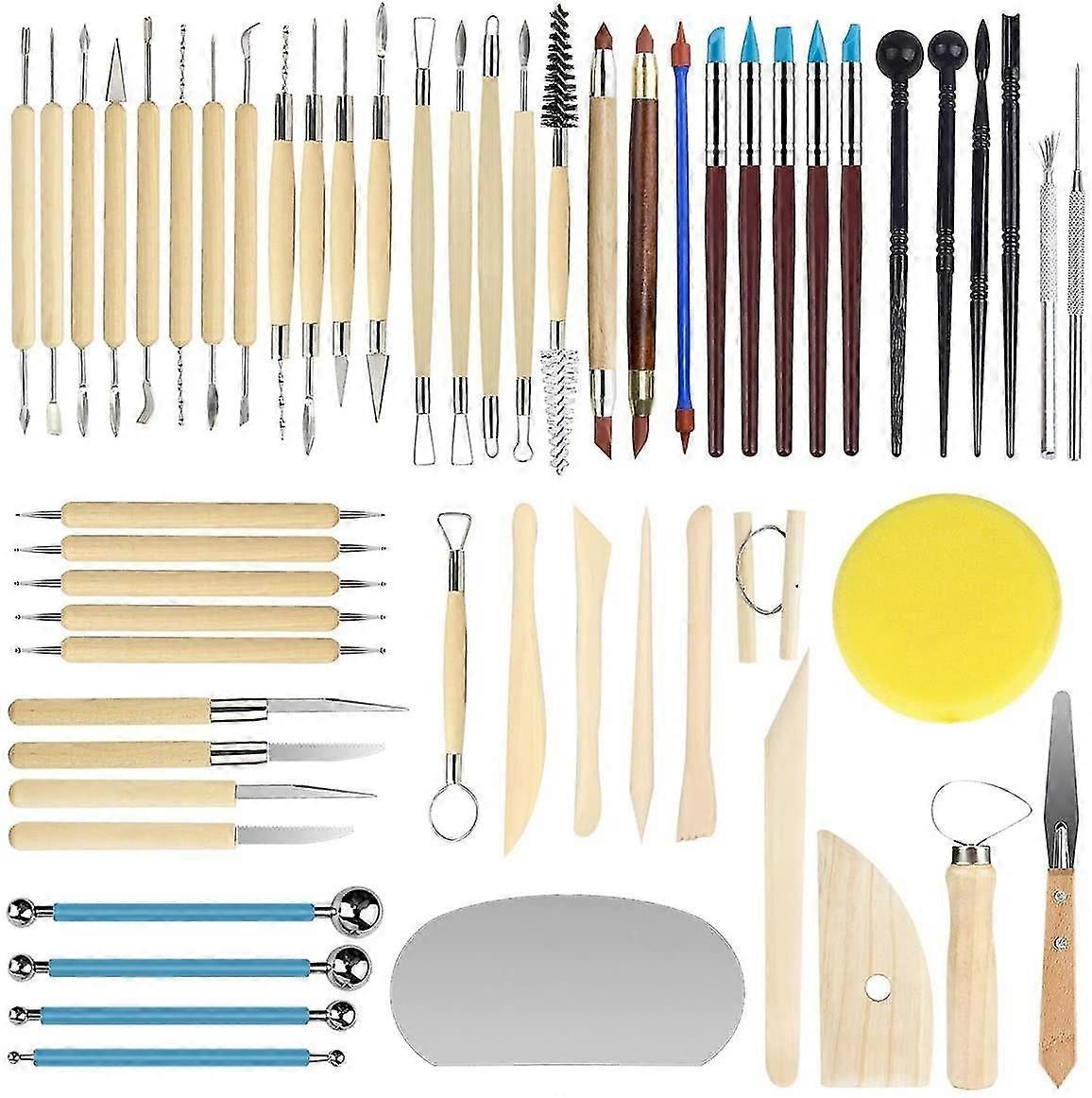 Ceramic Clay Tools, 56 Pieces  Pottery Tools Clay Sculpting Kit Double Sided Modeling Cutting Tools Set  For Beginners Professionals