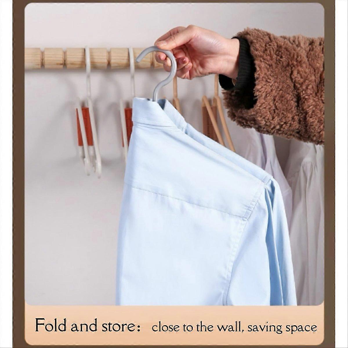 8Pcs Foldable Hangers, Plastic Foldable Hangers, (Apricot)