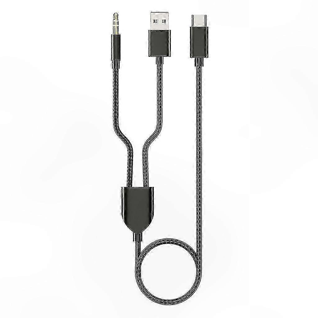 2-in-1 USB C to USB A and 3.5mm  o Cable for Car Stereo Sound System