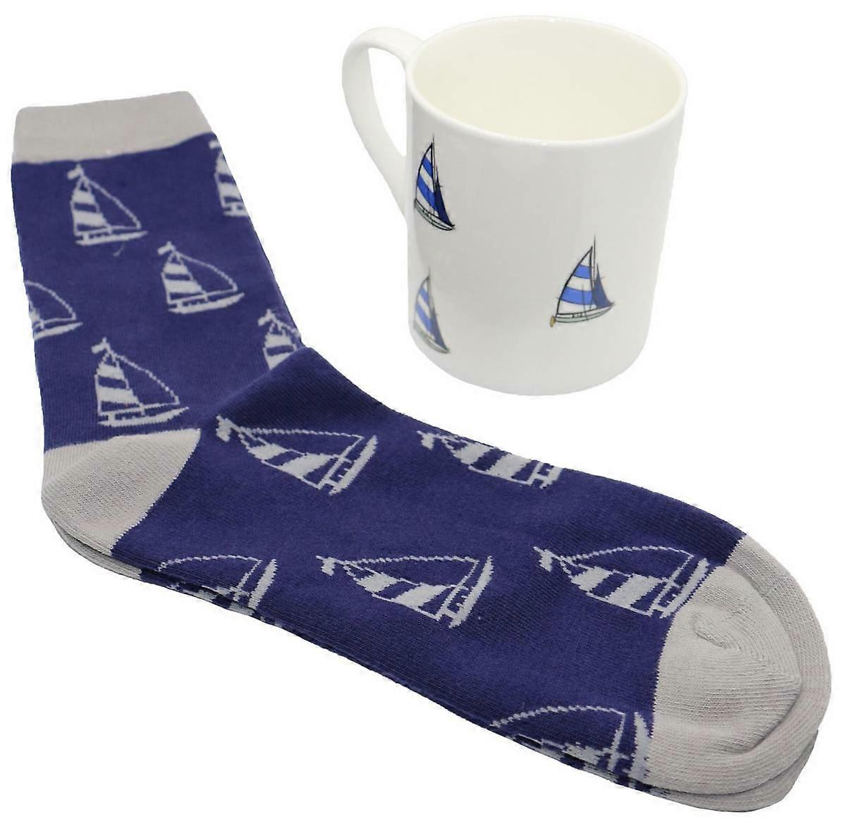 David Aster Yacht Mug and Sock Set - White