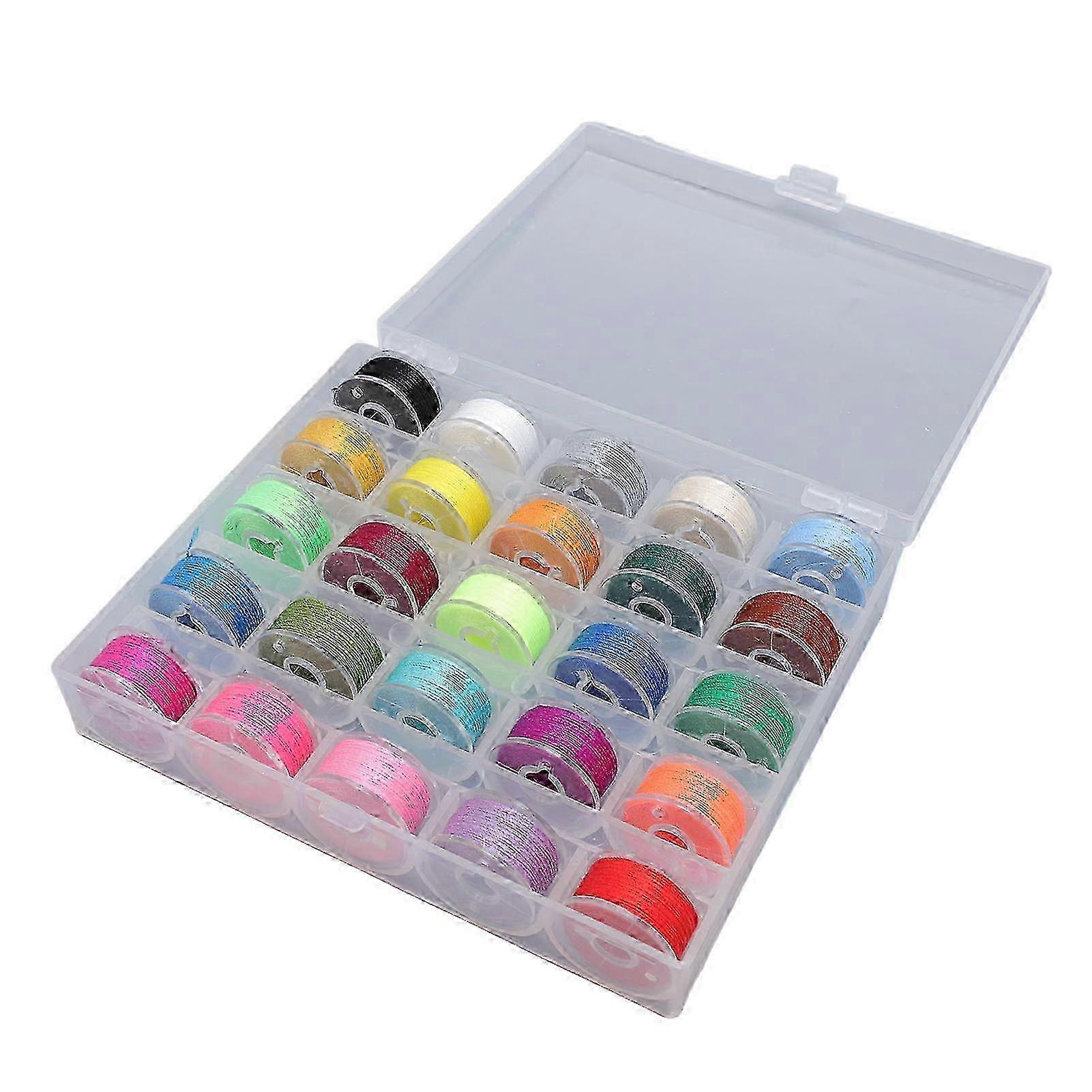 25Pcs Prewound Bobbin Thread Assorted Colors with Storage Case