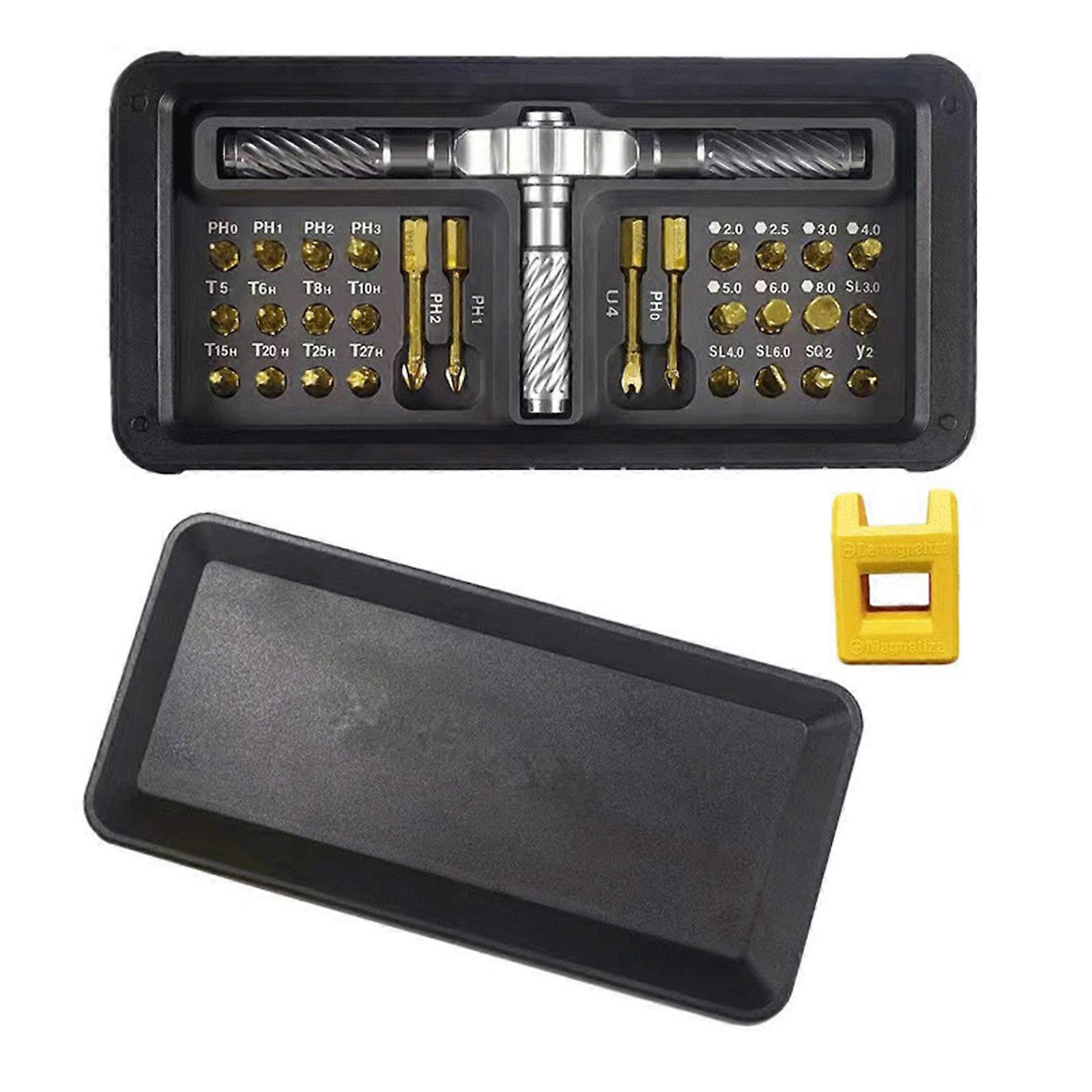 30 in 1 Magnetic Ratchet Screwdriver Set Switchable Screwdriver Shape Adapter with Storage Case for Home Repairs Multicolor