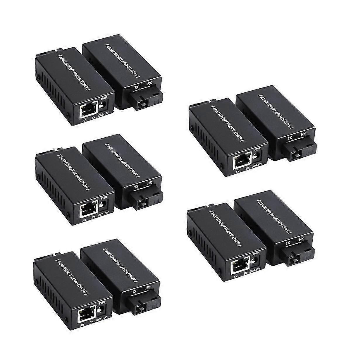 unique 5 Pairs Mini Gigabit Fiber Optical Media Converter 100/1000Mbps Optical Transceiver Ethernet Switch SC to RJ45 20Km Co