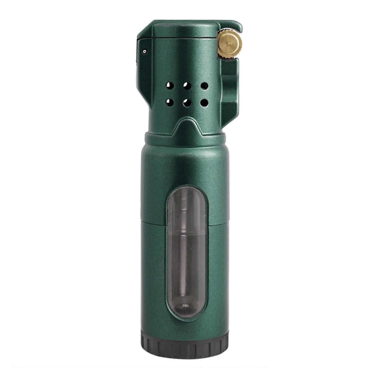 Windproof Flame Trio Lighter Refillable Butane Portable Indoor Outdoor Use Gray