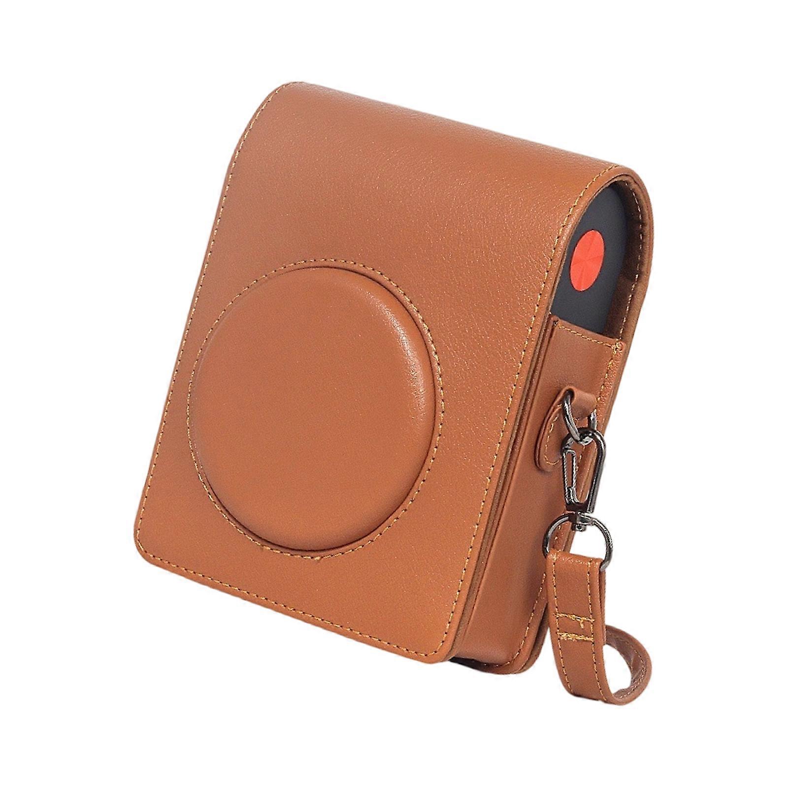 Solid Color Carrying Case for Mini Shot 3 ERA/MS200 Protective PU Case with Adjustable Shoulder Strap Camera Bag  brown