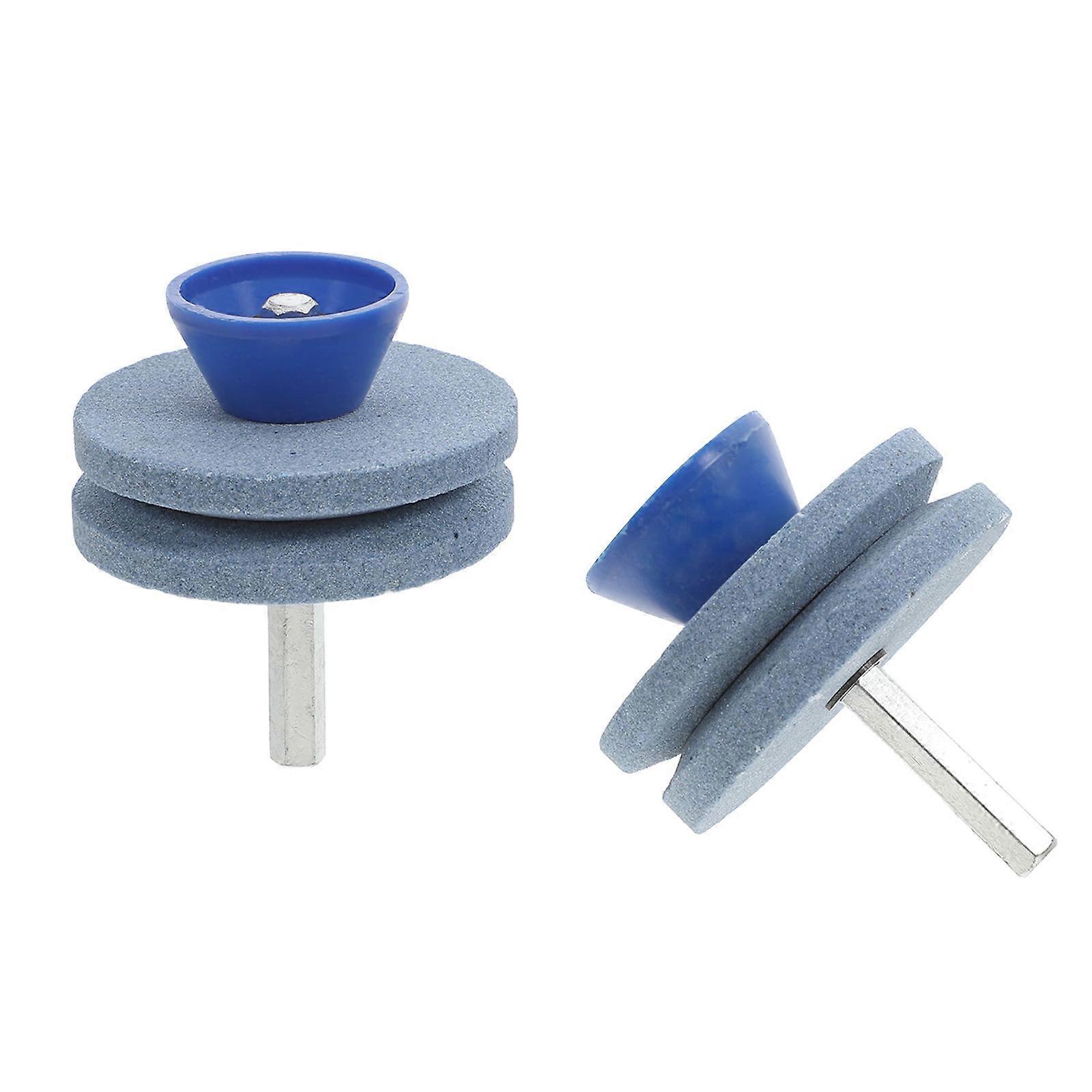 Sharpener Lawn for Garden Maintenance Brown Corundum Blue Featuring Precision Sharpening 2Pcs