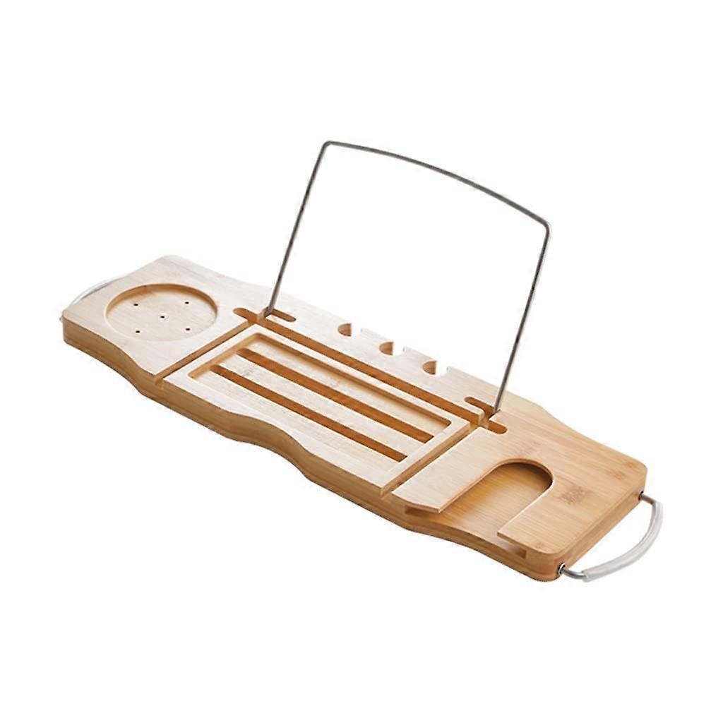 Bathtub Tray with Book and Wine Holder, Adjustable Bamboo Bath Caddy for Spa Relaxation