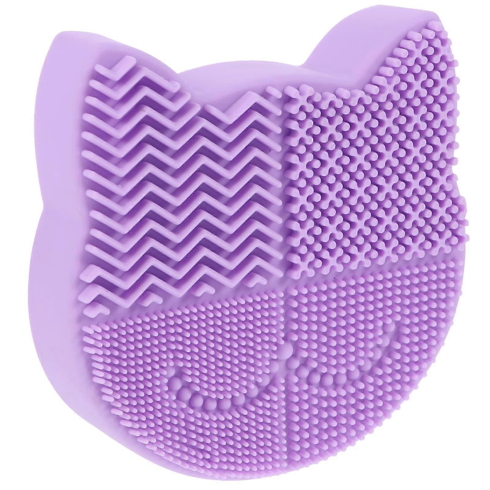 Makeup Brush Cleaner Silicone Cat Shape Scrubber Mat with Holder for Deep Cleaning