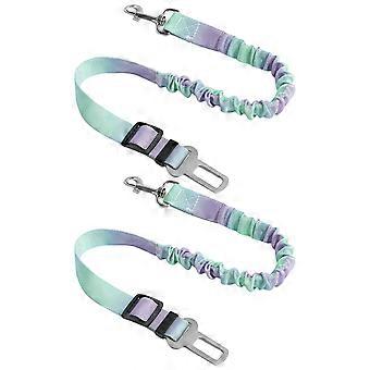 2pcs Comfortable Dog Car Seats Belt Regulable Dog Harnesses Tactically Leashes for Pet Security  green purple gradien
