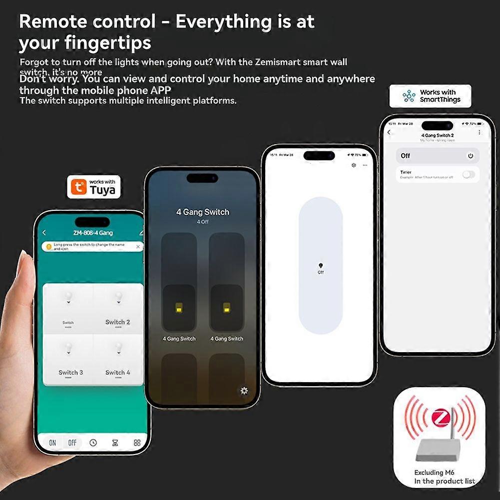 Tuya Zigbee Smart Zero Fire Switch Wall Light Switch Smart Control for SmartThings Homekit APP 2 Gang