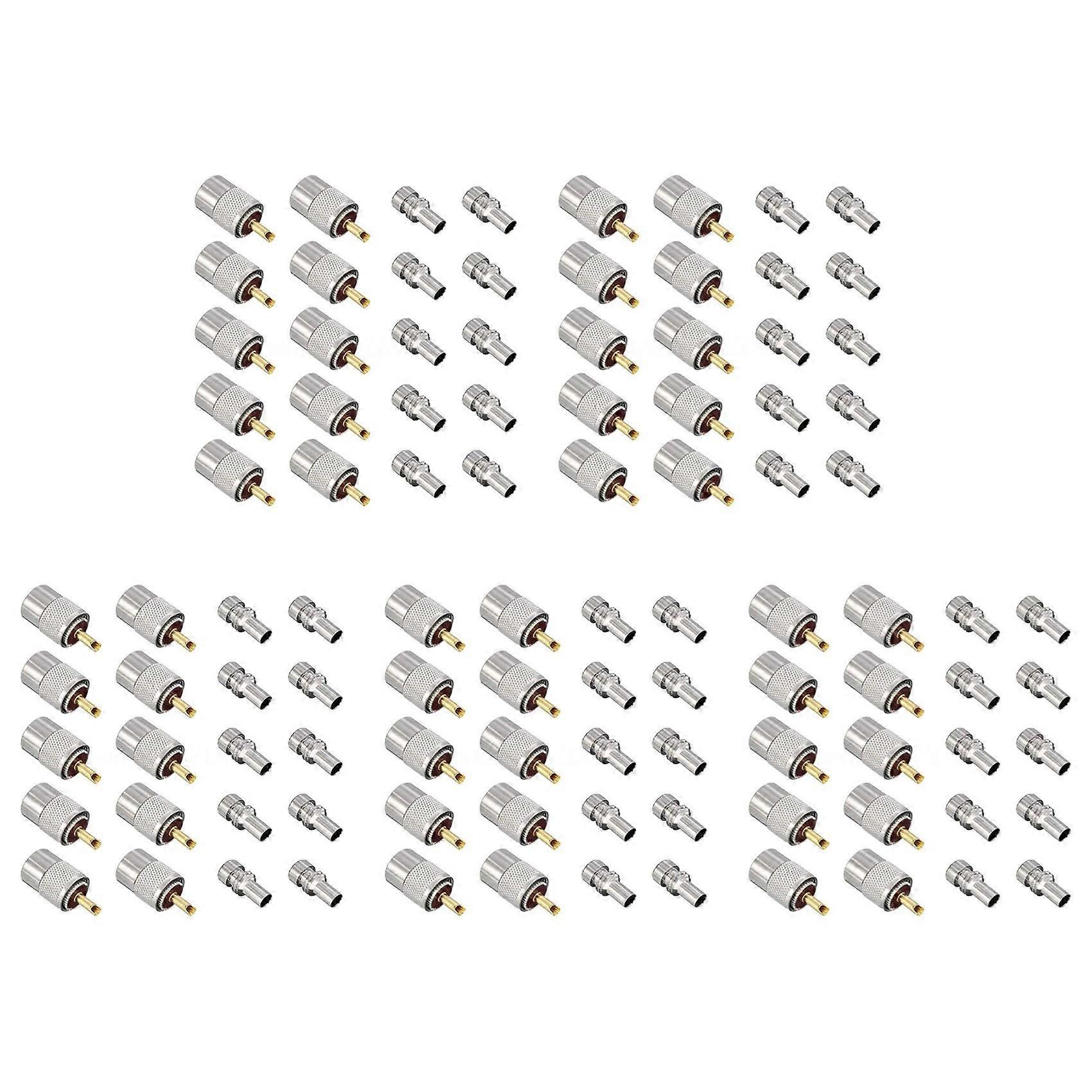 50 Pack UHF/PL-259 Solder Connector Plug with Reducer for RG8X, RG8, RG59, LMR-400, RG-213 Coaxial Coax Cable