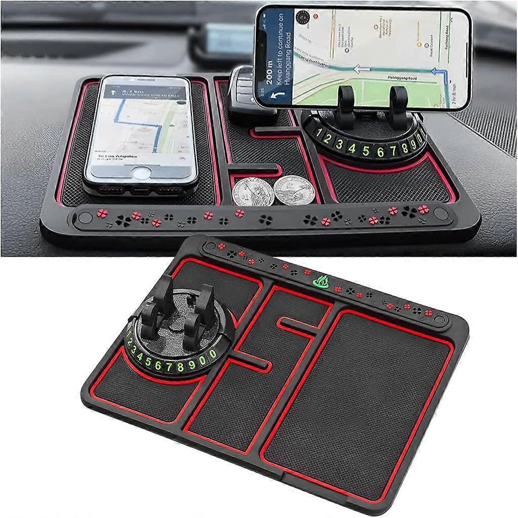 in 1 Car Anti-Slip Phone Mat, Car Dashboard Anti-Slip Mat, with 360 Rotating Holder & License Plate, with Replaceable Aromatherapy