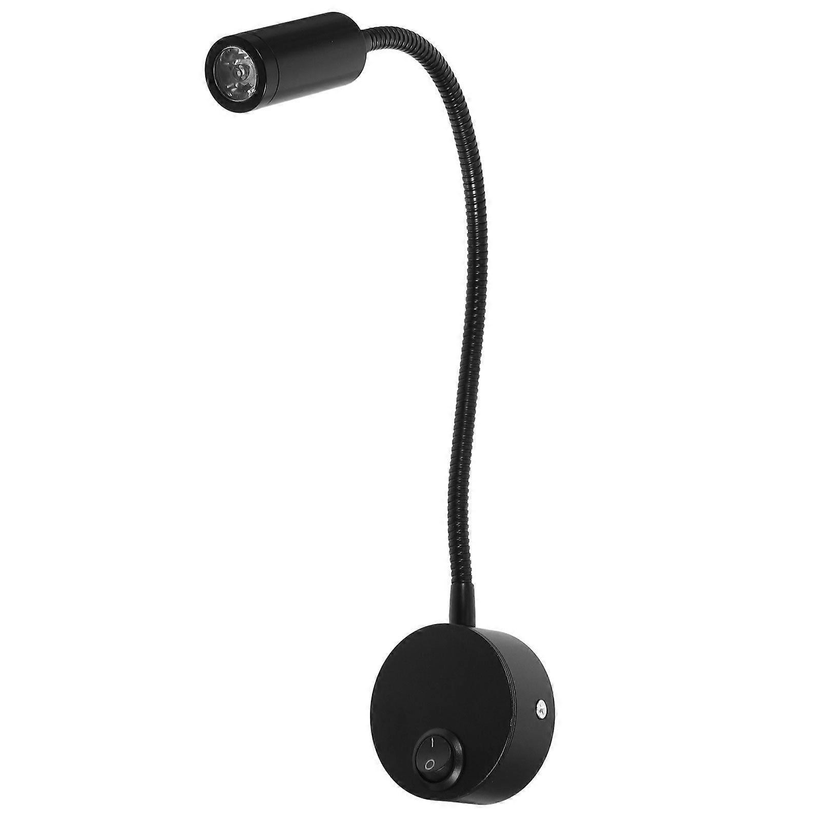 2 Pcs 3W Flexible LED Gooseneck Bedside Reading Light Plug in Wall Light Cylinder with Sheath No Line (Black)