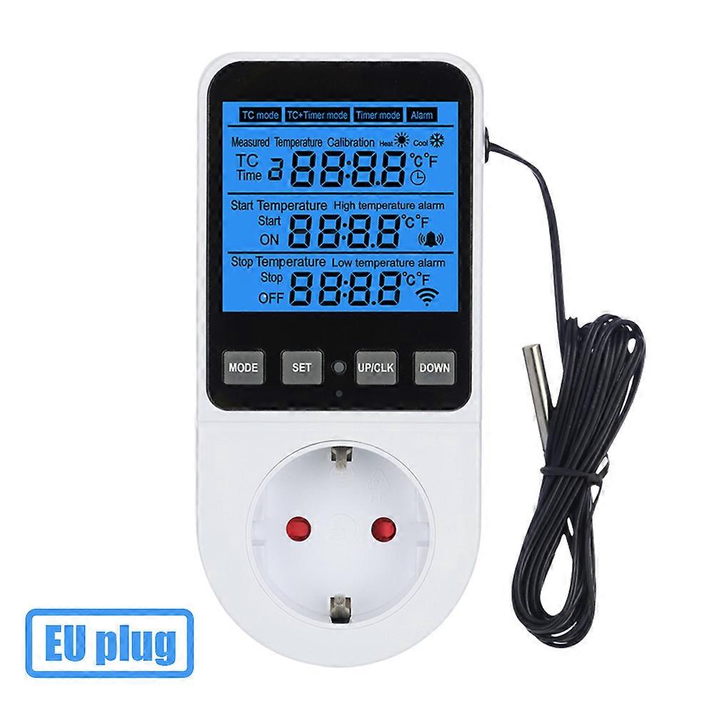 Digital Temperature Controller Socket With Timer Switch Sensor Probe 120-230V Heating Cooling for Refrigerator Aquaculture