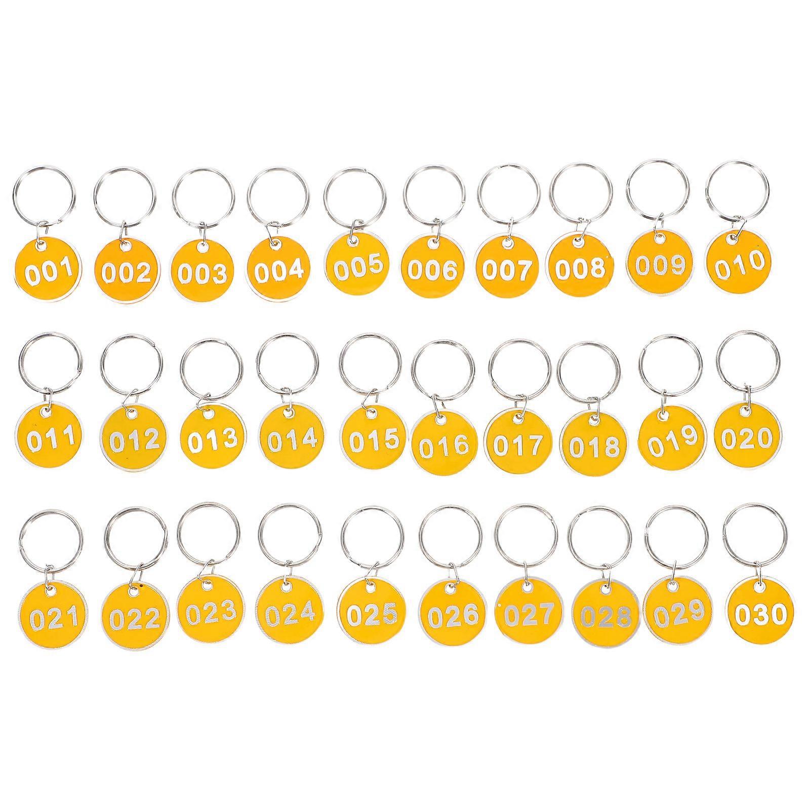 Digital Number Aluminium Key Ring Labels for Classification 1Set Yellow Tags