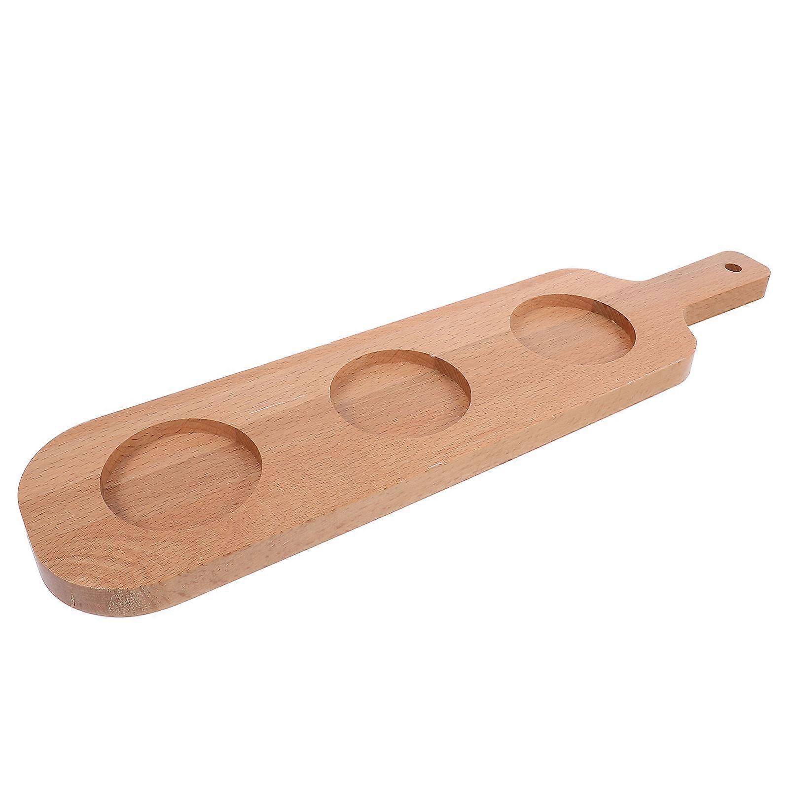 Wooden Beer Flight Board with Handle for Storage 3-Hole Tray