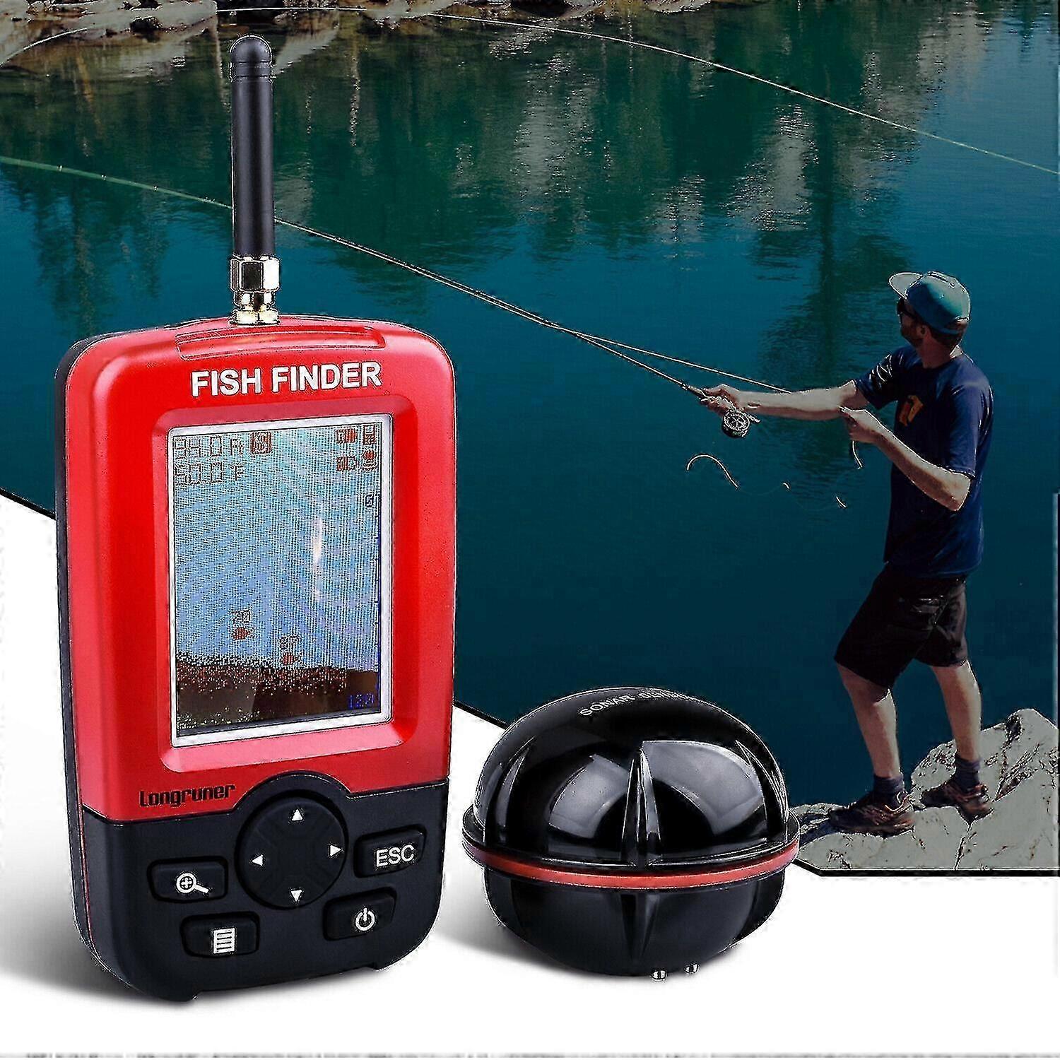 100m便携式探鱼器皮划艇钓鱼声纳智能无线报警器