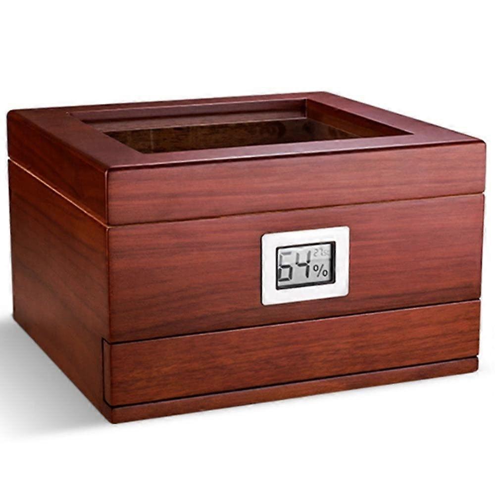 Spanish Cedar Cigar Humidor with Hygrometer, Glass , Large Capacity Luxury Wooden Storage Box