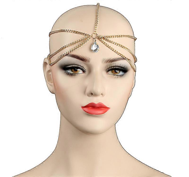 Sexy Women Punk Multi Layer Metal Head Chain Jewelry Bridal Head Chain Jewelry Crystal Forehead Hair Accesories