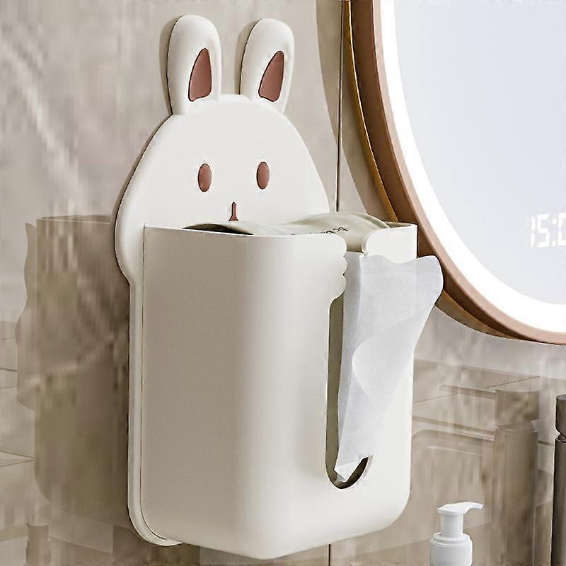 Bathroom Wall Mounted Tissue Box Kitchen Cartoon Rabbit Washcloth Organizer