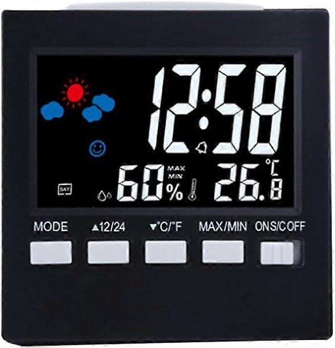 Calendar Clock Alarm LED Backlight Temperature Humidity Display Sound Control Color Screen Weather