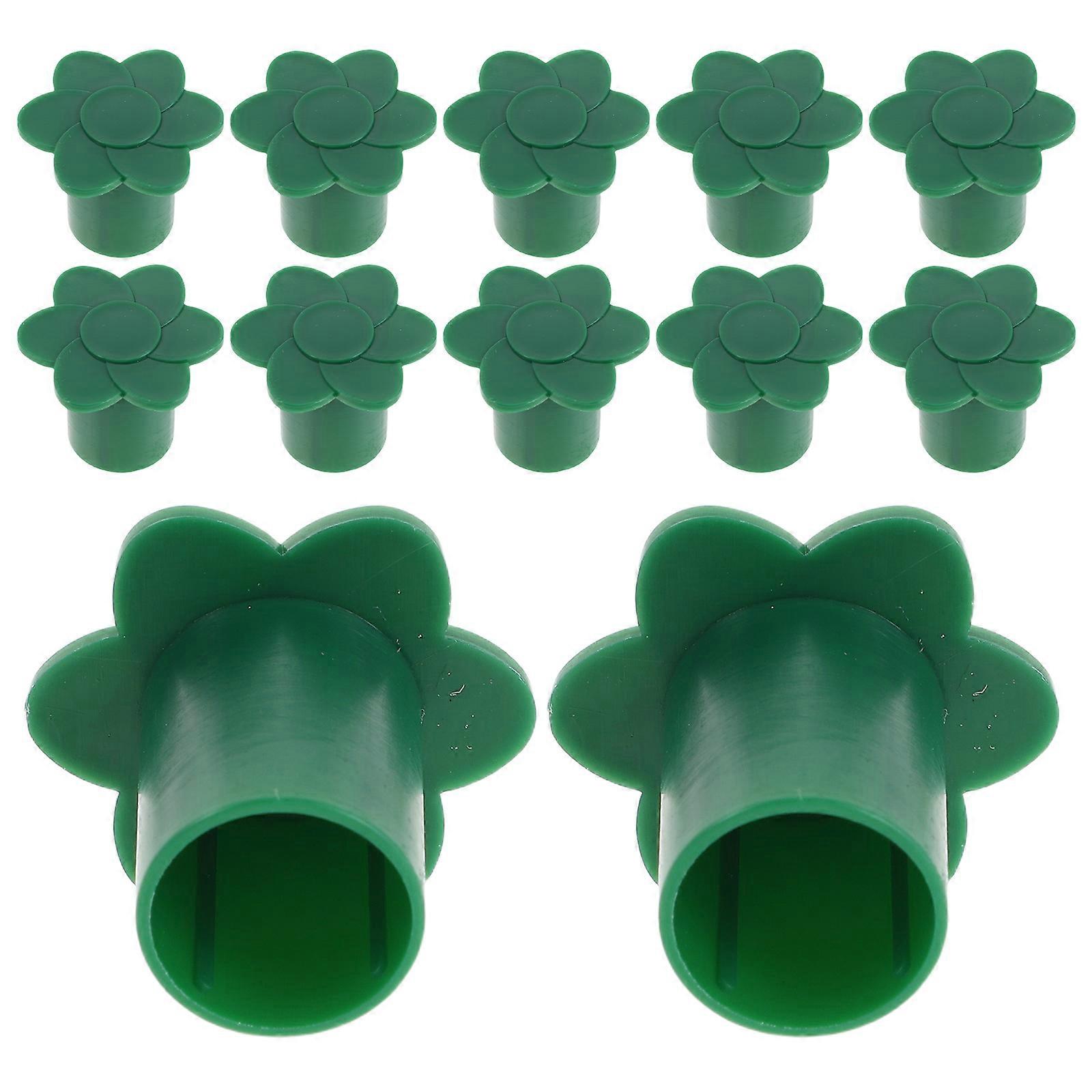 12Pcs Bamboo Pole Protective Caps for Garden Cane Plastic Green Covers