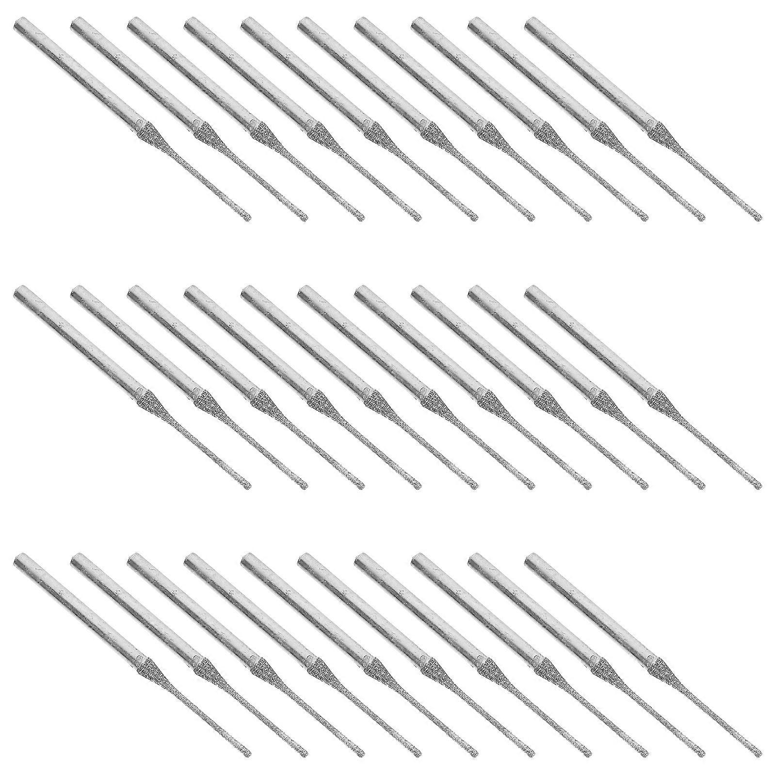 Jade Drill Bits Diamond Drill Grinding Bits for Crafting 30Pcs Silver