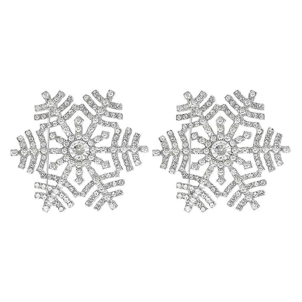 Christmas Snowflake Brooch 2Pcs for Decoration Use with Durable Alloy