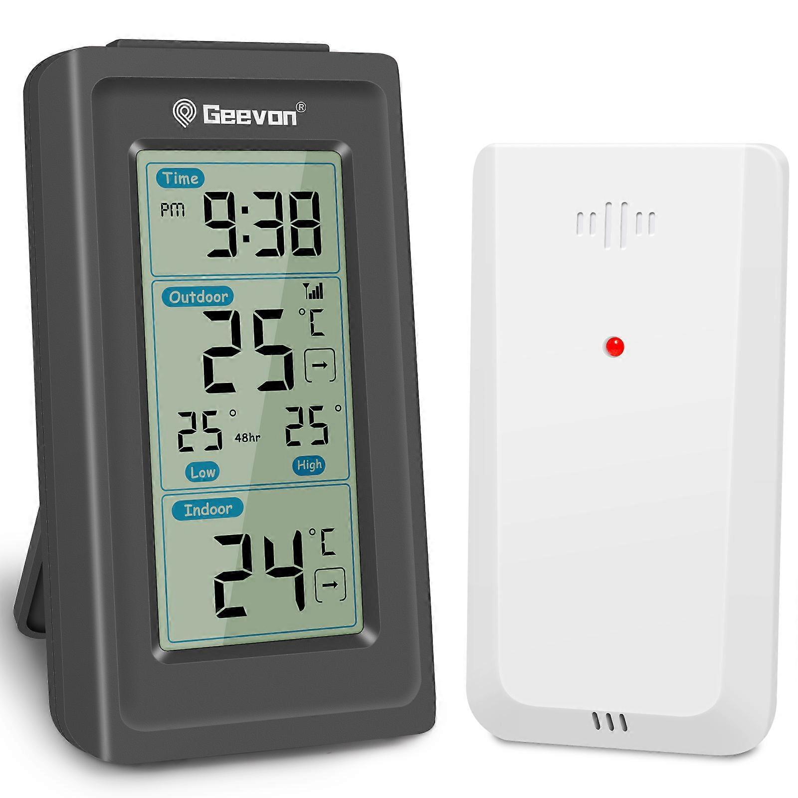 Geevon Indoor Outdoor Thermometer Wireless Digital Temperature Gauge Weather Station With Backlight Support 3 Channels