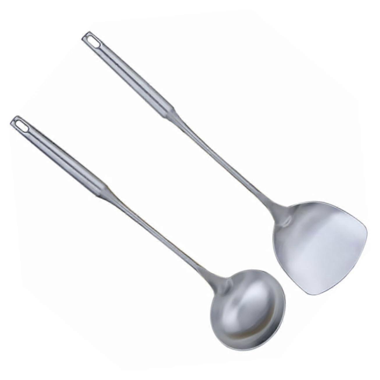 2Piece Stainless Steel Kitchen Utensil Set, RustResistant Spatula and Spoon for Cooking
