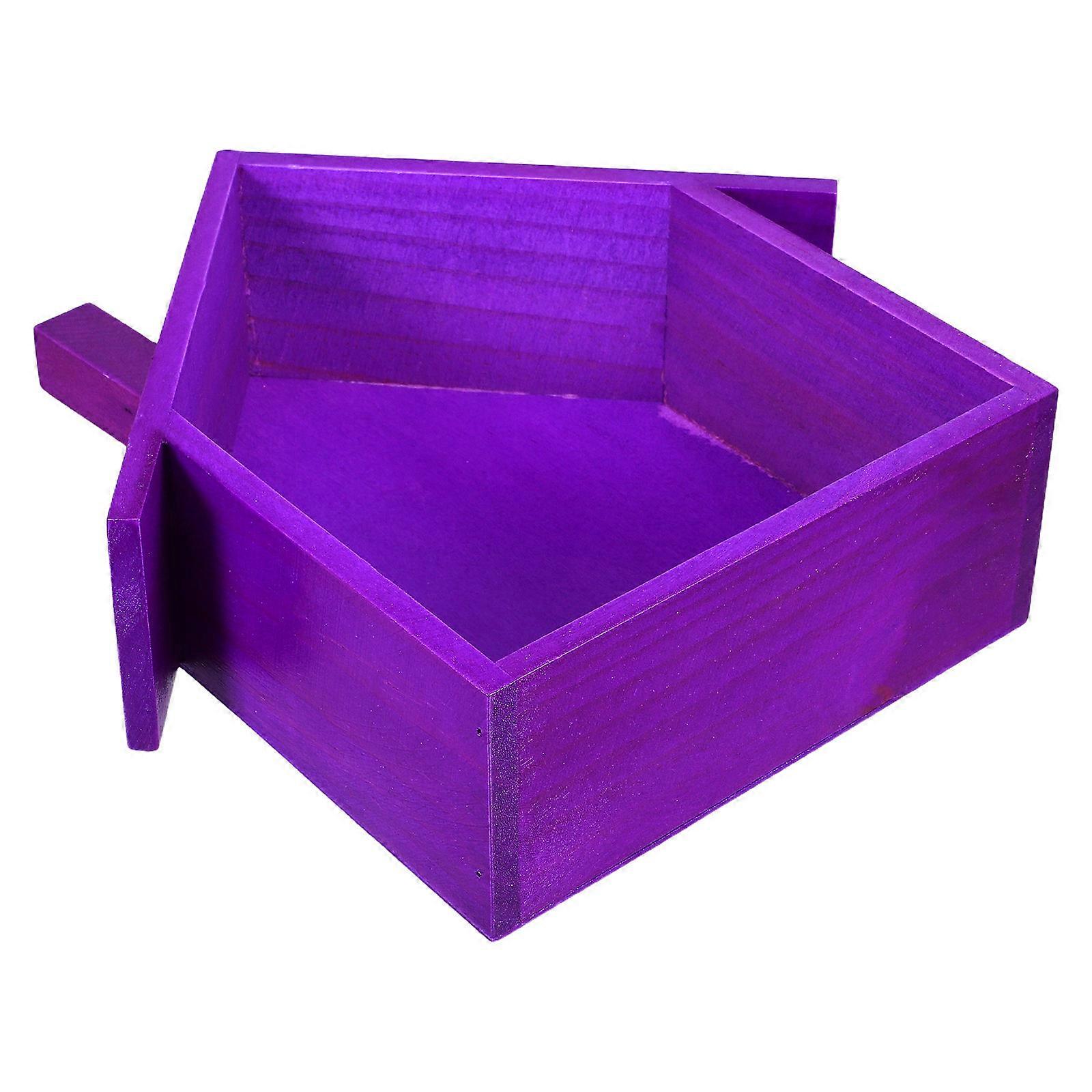 Wooden House Shaped Wall Shelf for Display Rack in Rustic Purple
