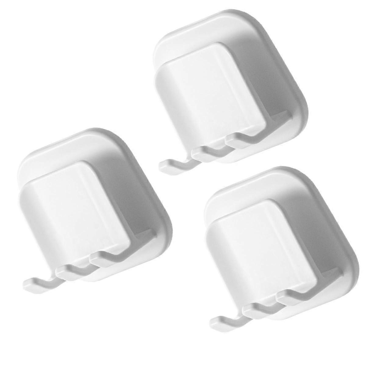 3pcs Adhesive Wall Mounted Toothbrush Holder with Cup, SpaceSaving Bathroom Organizer, White