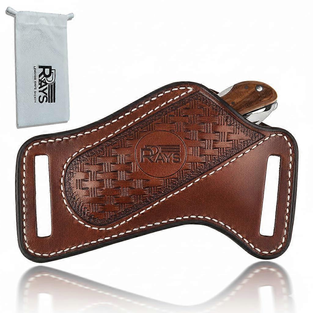 Leather Knife Sheath for Belt with Secure Attachment, Compact EDC Pocket Knife Holder