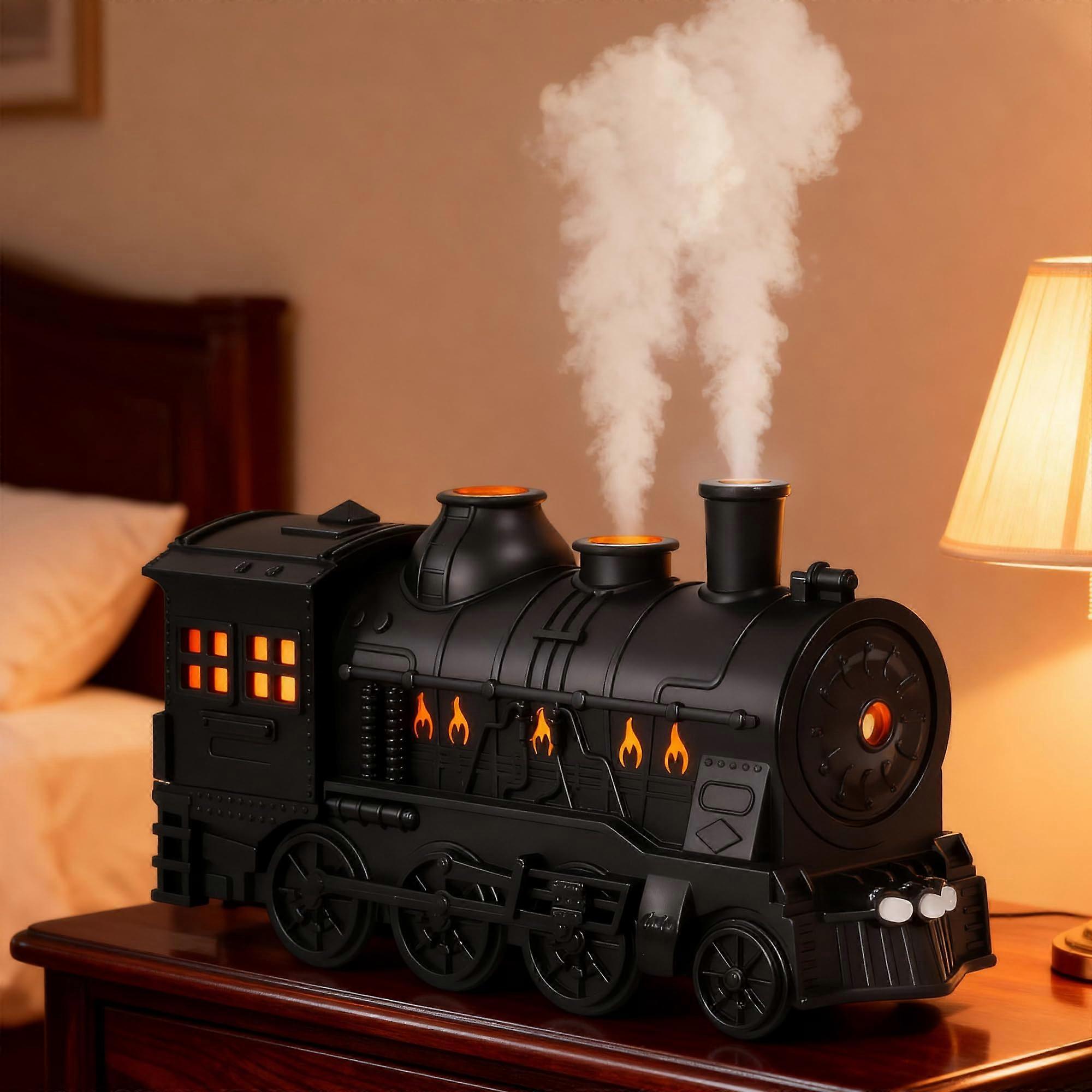 Train Shaped Aroma Diffuser 300ml Cool Mist Humidifier with LED Lights Quiet Dual Modes Black