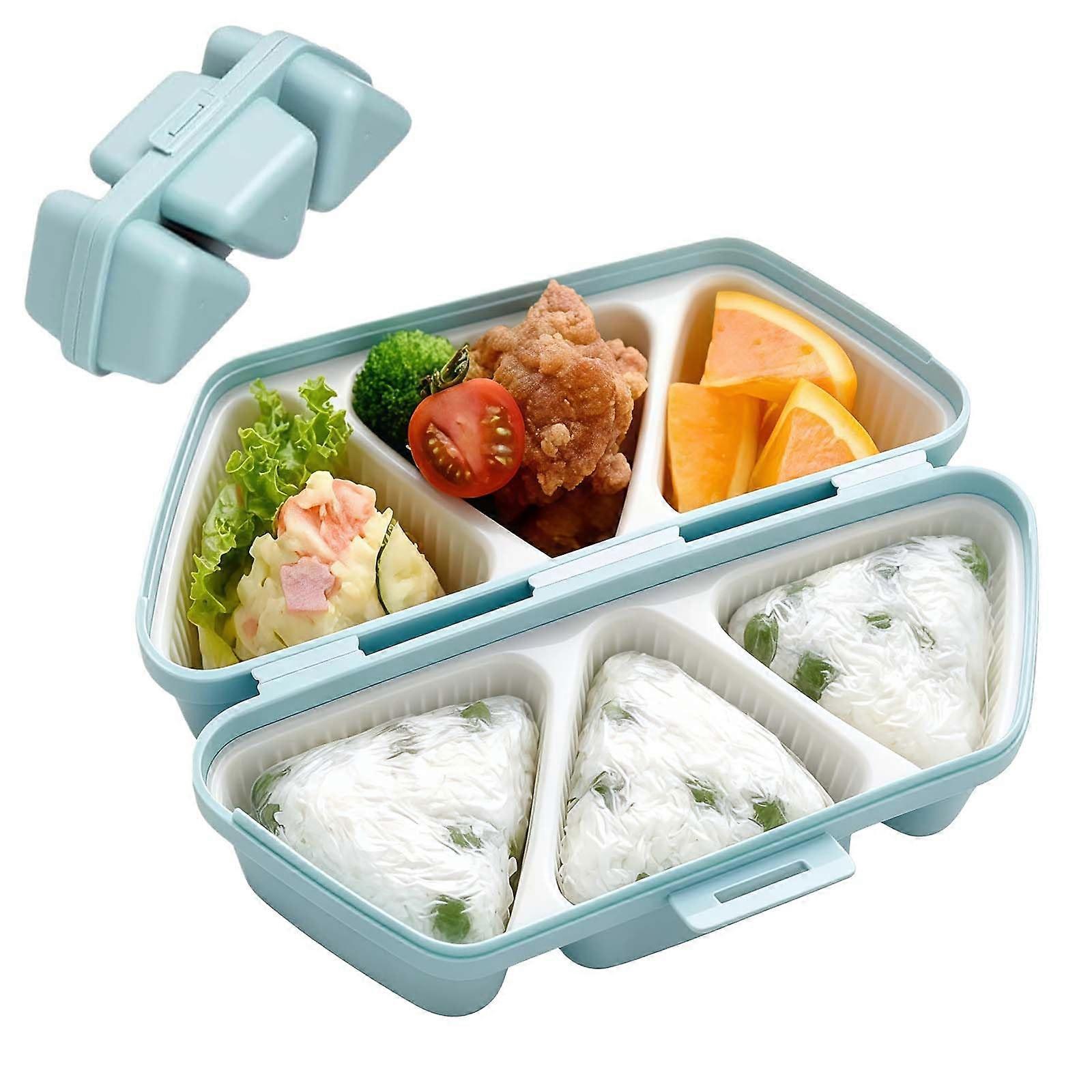 6Cavity Onigiri Mold Triangle Rice Ball Maker NonStick Easy Release Compact Storage Blue