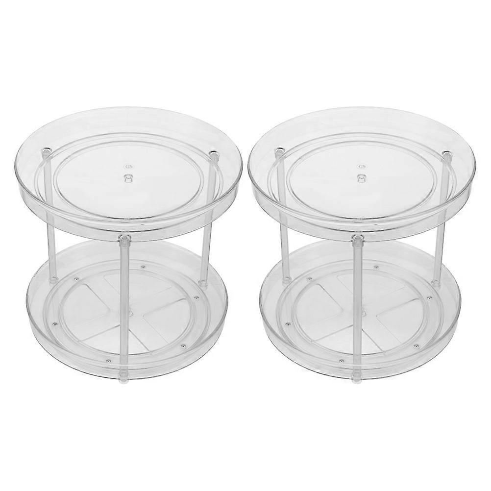 2-Layer Turntable Organizer Rotating Makeup Tray for Storage 4Pcs