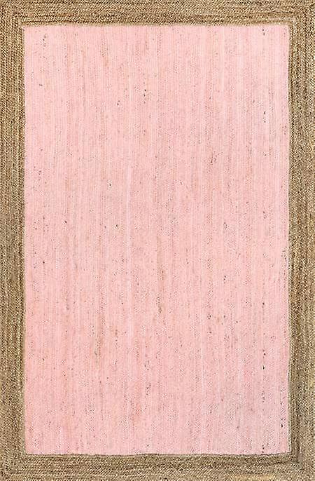 Pink Jute Simple Border Area Rug