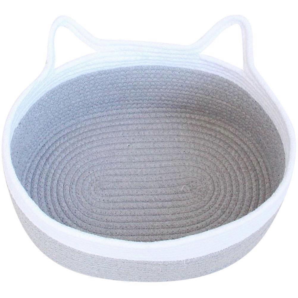 Cotton Thread Basket Woven Basket for Storage 1Pcs Light Grey Handmade