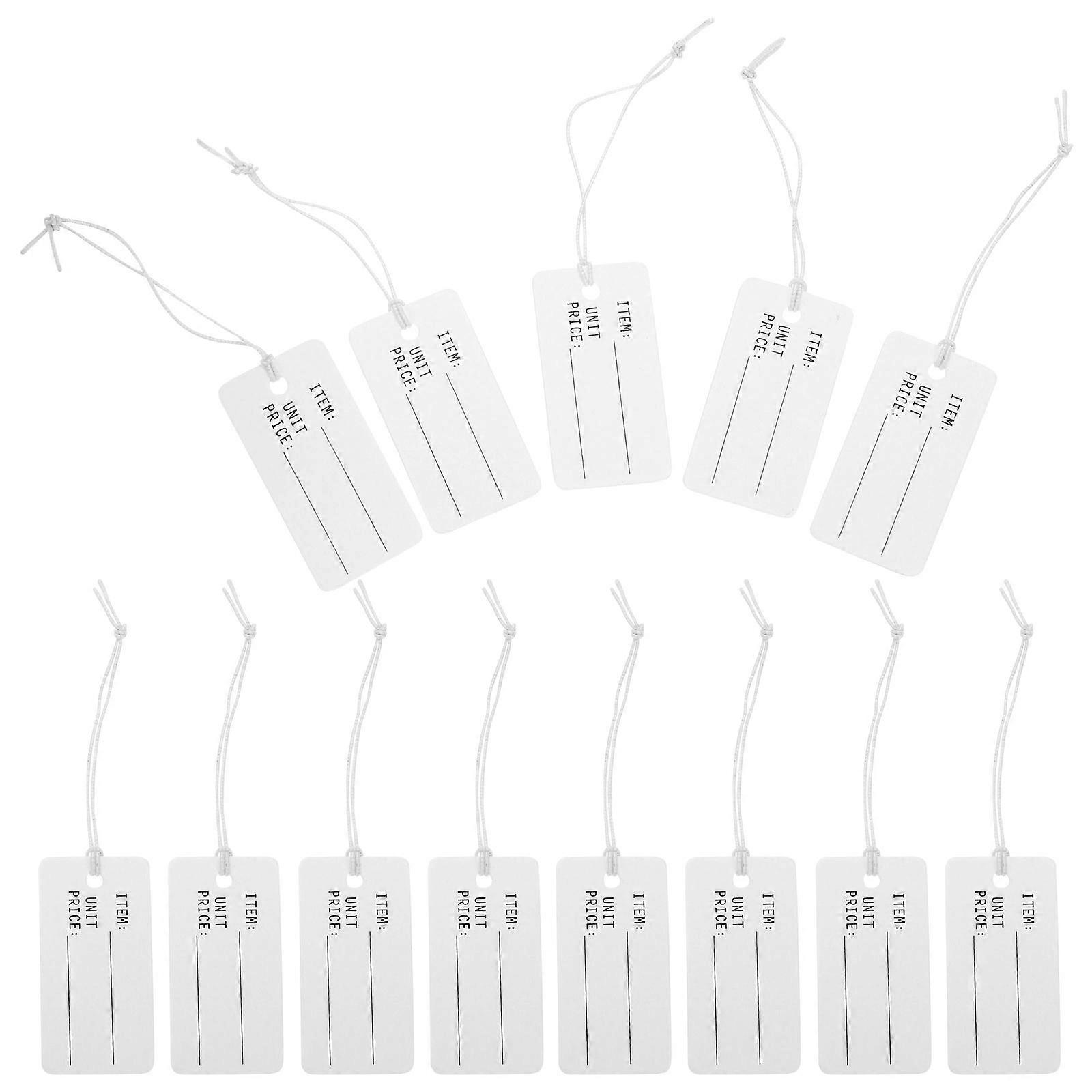 Elastic Tags with String Paper Tags for Jewelry Labeling 100Pcs White
