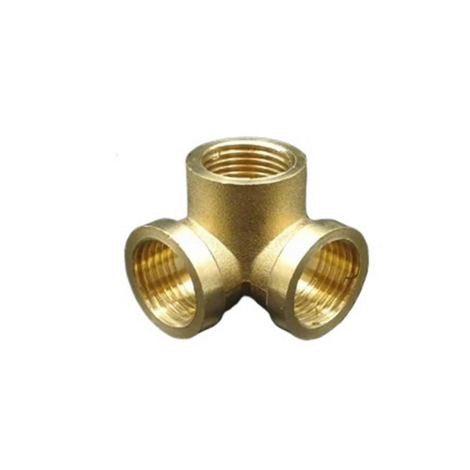 1/2 Inch BSP Female Brass Pipe Fitting Corner 3 Way Connector for LeakProof MultiDirectional Flow