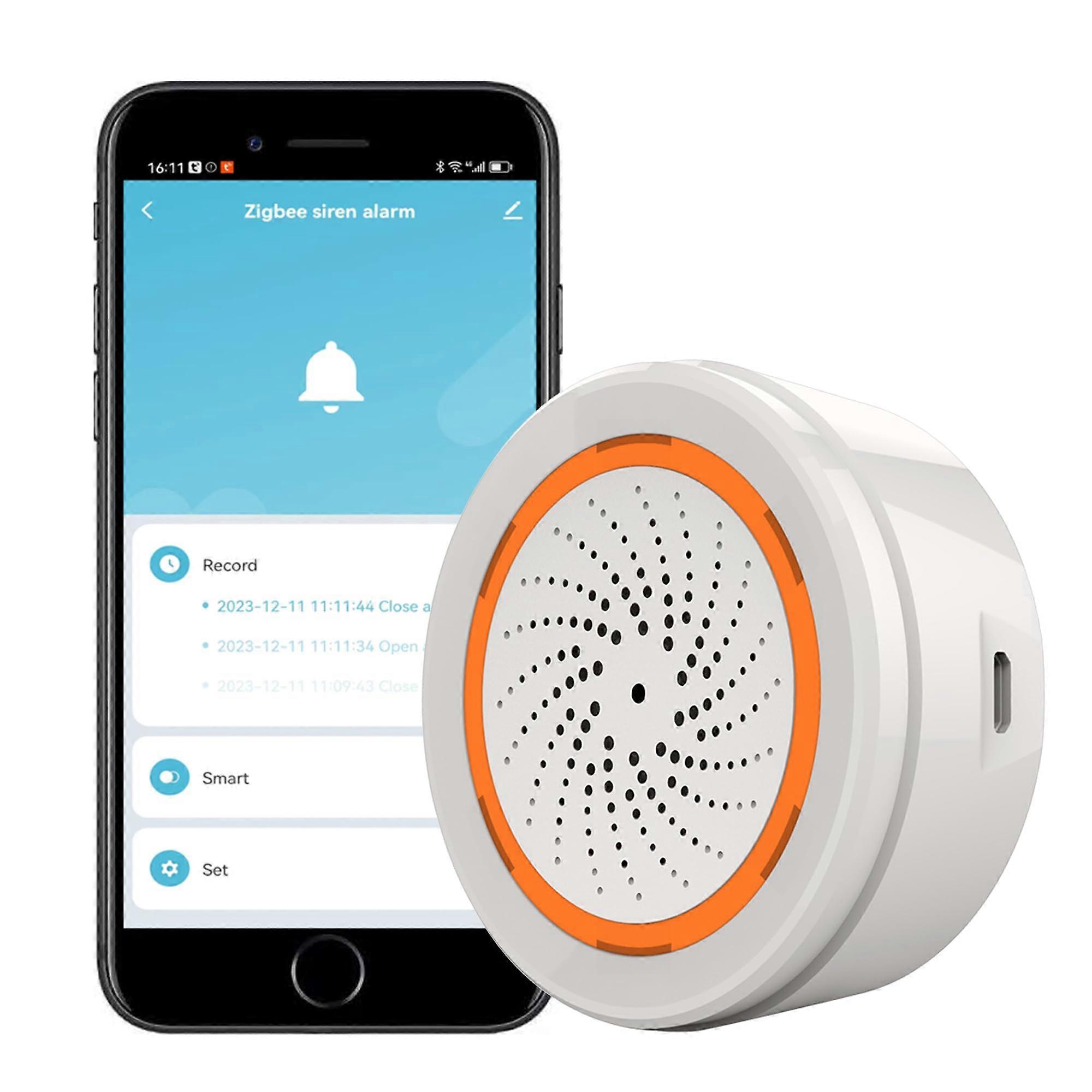 Smart Home Security Alarm 100dB Wireless Siren Compatible with Tuya Zigbee Alexa Google Assistant