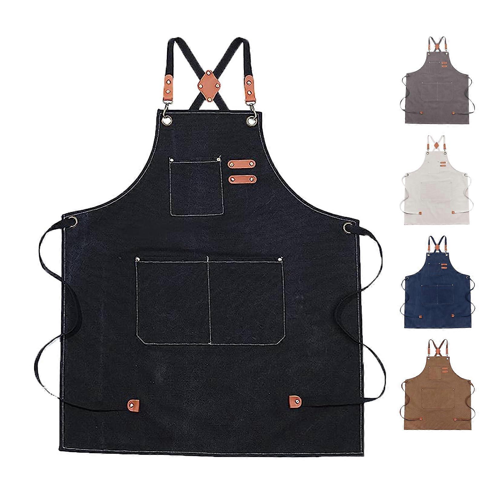 Waterproof Kitchen Apron with Adjustable Crossback Straps and Multiple Pockets for Men and Women