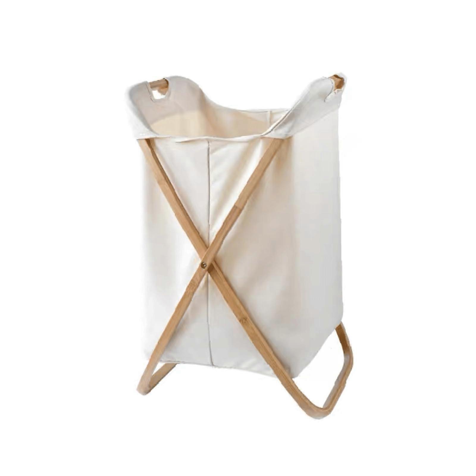 Collapsible Bamboo XFrame Laundry Hamper with Removable Liner and Handles for Clothes Storage