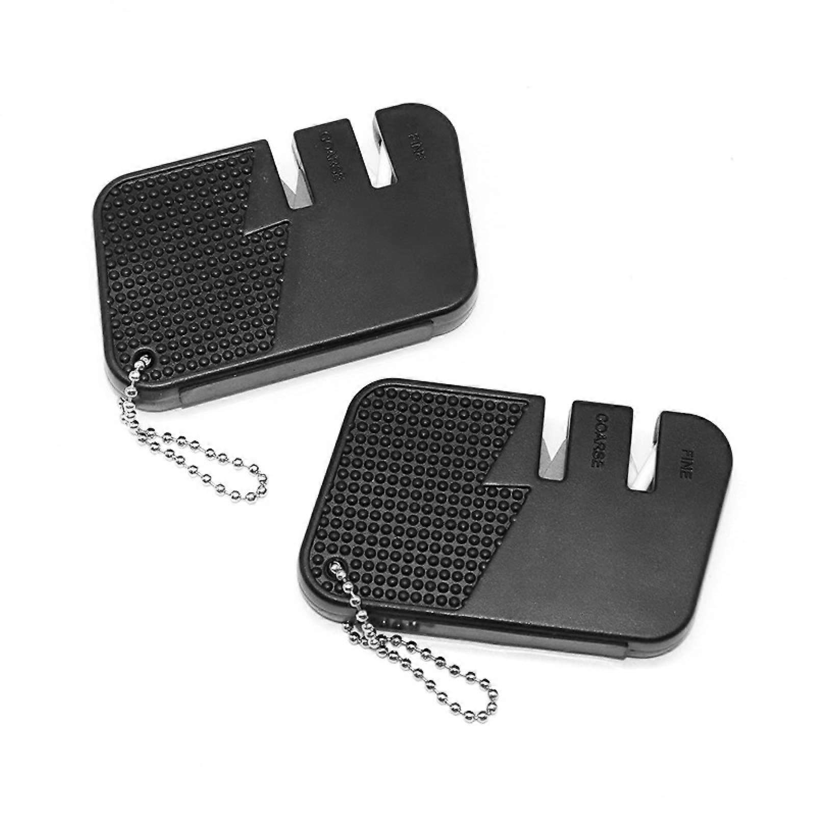 Knife Sharpener Mini 2Stage Compact Stainless Steel Tool for Kitchen and Outdoor Use, 2Pcs