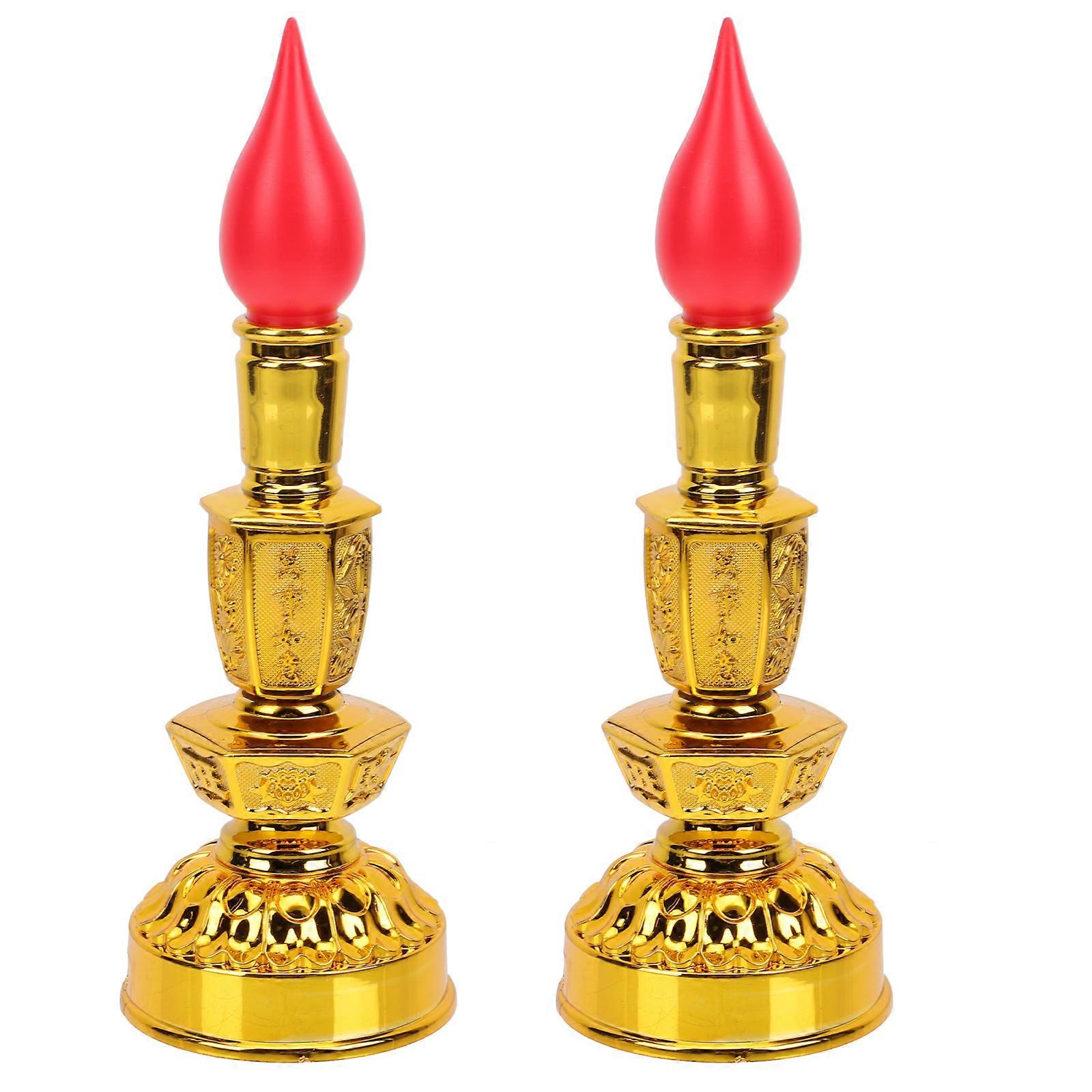 Electric Candle Lamp for Lighting Use Electronic Candle Light 2Pcs Red